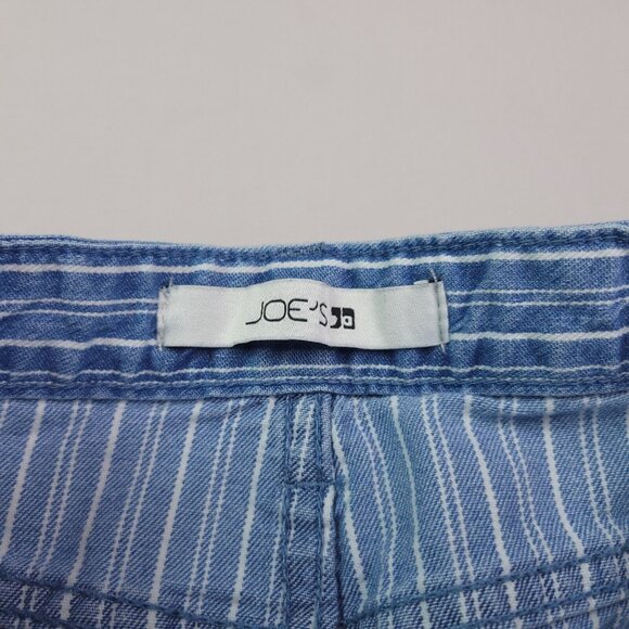 Joes Jeans Womens High-Rise Skinny 27 Distressed Hem Striped Blue Stretch - Picture 5 of 8